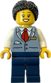 LEGO City Schaffnerin Minifigur mit grauer Uniform und Namensschild