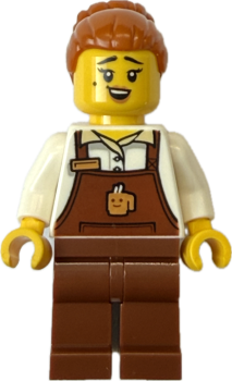 LEGO City Barista mit brauner Schürze und Dutt