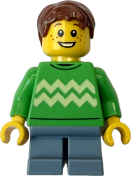 LEGO City Junge mit grünem Pullover und Sommersprossen