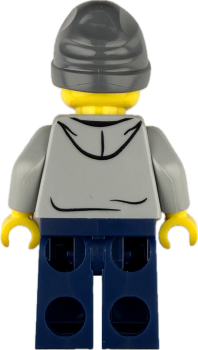 Preview: Rückseite der LEGO Junge Minifigur mit grauem Hoodie