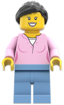 LEGO City Frau Minifigur mit Zopf und rosa Bluse