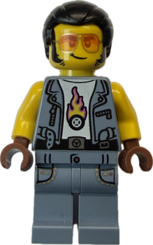 LEGO City Biker Minifigur mit Lederjacke und Sonnenbrille