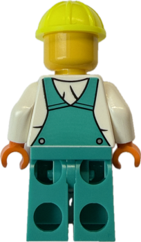 Preview: LEGO Bauarbeiter Rückseite – Baustellen Figur für City Szenen