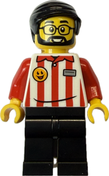 LEGO City Verkäufer Minifigur mit Namensschild und Arbeitskleidung