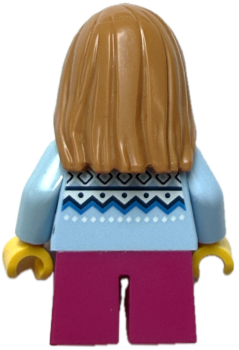Preview: LEGO City Mädchen Minifigur Rückseite lange blonde Haare