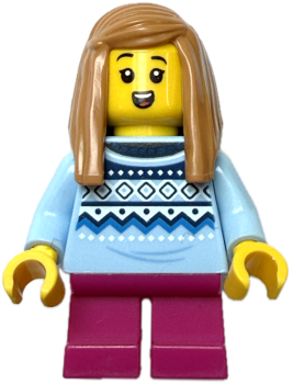 LEGO City Mädchen Minifigur mit blauem Winterpullover Vorderseite