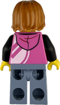 Preview: Rückseite der LEGO Junge Minifigur mit pinkem Hoodie