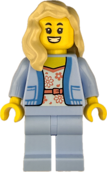 LEGO Frau Minifigur mit Blumenbluse und blonden Haaren