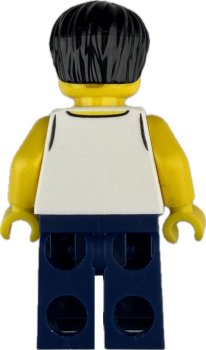 Preview: Rückseite der LEGO Surfer Minifigur mit weißem Tanktop