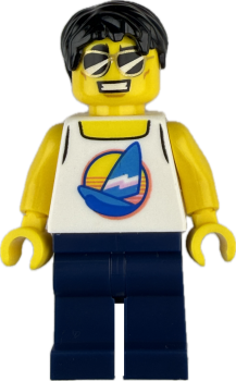 LEGO Surfer Minifigur mit Segelboot-Shirt und Sonnenbrille
