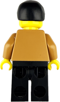 Preview: Rückseite der LEGO Mann Minifigur mit braunem Pullover