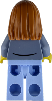 Preview: LEGO Minifigur Frau mit langen hellbraunen Haaren Rückseite