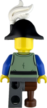 Preview: LEGO Minifigur Pirat mit Feder am Hut und Holzbein Rückseite