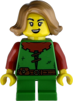 LEGO Minifigur mittelalterliches Mädchen mit grünem Gewand vorne