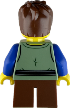 Preview: LEGO Minifigur Junge mit braunen Haaren im Mittelalter Outfit Rückseite