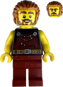 Preview: LEGO Minifigur mittelalterlicher Schmied mit Bart vorne