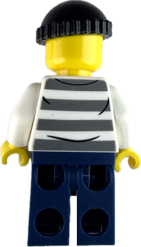 Preview: LEGO Minifigur Dieb im gestreiften Oberteil Rückseite