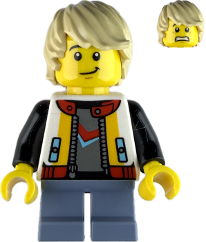 Preview: LEGO Minifigur Teenager Junge mit Collegejacke vorne