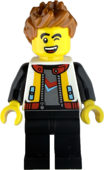 LEGO Minifigur Teenager Junge mit Collegejacke und braunen Haaren vorne
