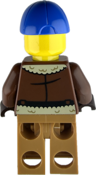 Preview: LEGO Minifigur Mann mit brauner Jacke Rückseite