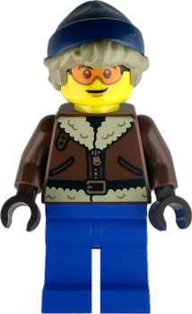 LEGO Minifigur Outdoor Frau mit Helm und Schutzbrille vorne