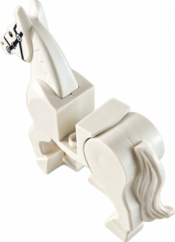 Preview: LEGO® Pferd in Weiß mit schwarzem Zaumzeug – Rück- und Seitenansicht
