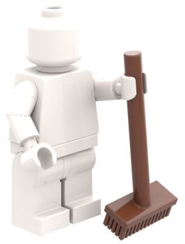 Preview: LEGO Minifigur hält braunen Besen als Zubehör