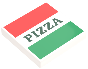 LEGO Pizzaschachtel mit Pizza Aufdruck