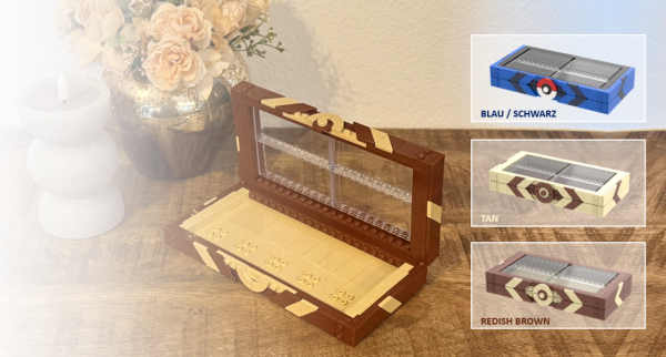 Lego® MOC Display-Schatulle / Vitrine für 5 Minifiguren mit Sichtdeckel