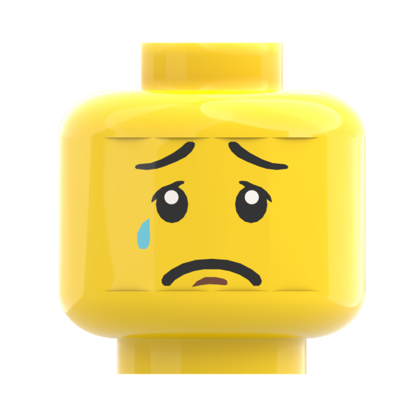 LEGO® Kopf Doppelgesicht mit traurigem Gesicht und Träne