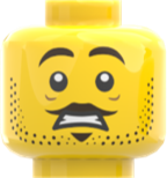 LEGO® Kopf Doppelgesicht ernst mit Schnurrbart und Bartstoppeln