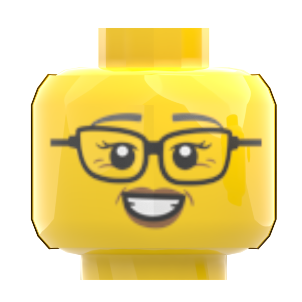 LEGO® Kopf Doppelgesicht mit Brille freundlich lächelnd