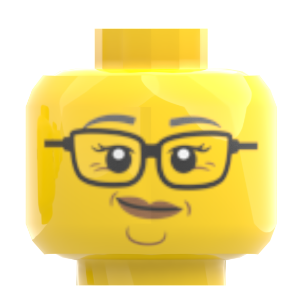 LEGO® Kopf Doppelgesicht mit Brille fröhlich lächelnd