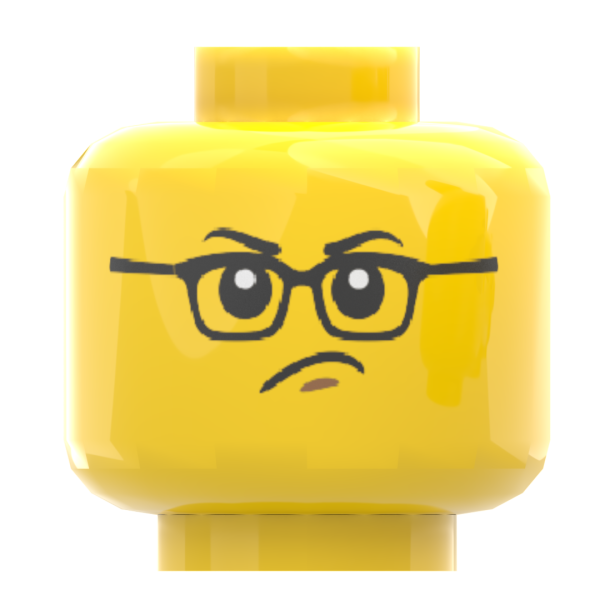 LEGO® Kopf mit Brille – verärgert & grimmig
