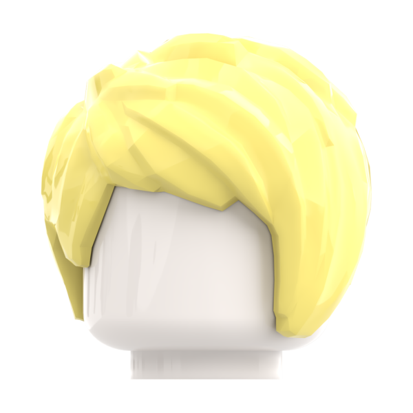 LEGO® Kurzhaar-Frisur mit seitlichem Pony in Bright Light Yellow Vorderseite