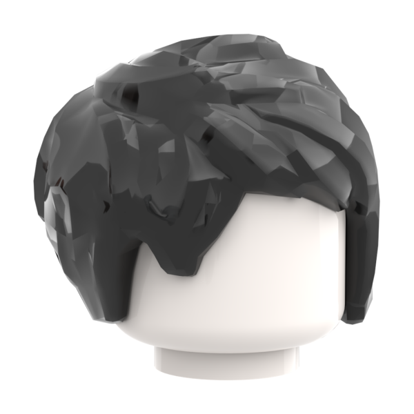 LEGO® schwarze Kurzhaar-Frisur mit strukturierten Strähnen Seitenansicht
