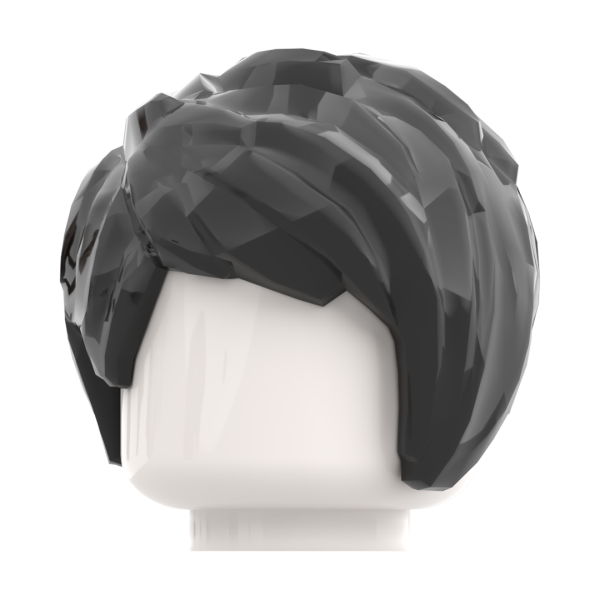 LEGO® Kurzhaar-Frisur mit seitlichem Pony in Schwarz Vorderseite