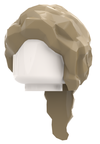 LEGO® Haare in Tan mit langem Zopf Vorderansicht
