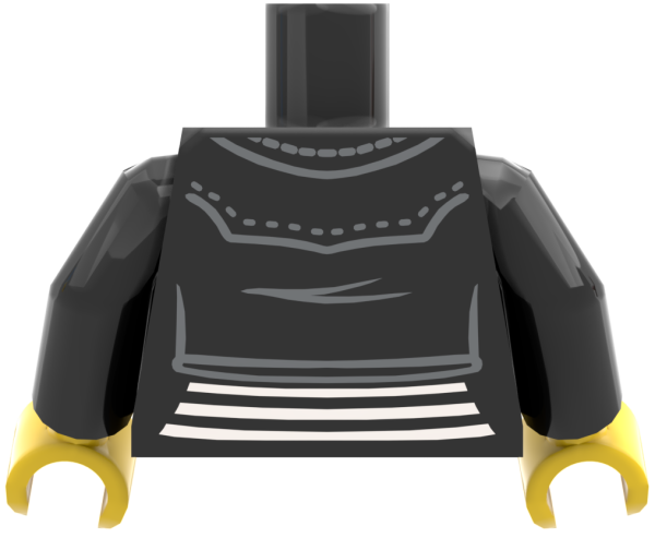LEGO® Minifiguren Torso mit schwarzer Lederjacke und gestreiftem Shirt hinten