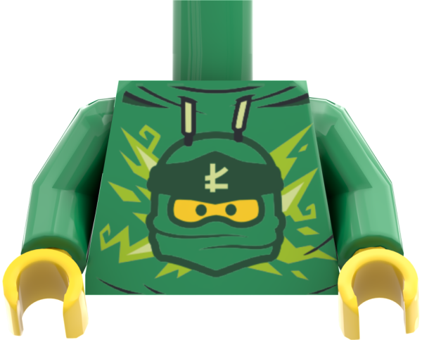 LEGO® Minifiguren Torso mit grünem Hoodie und Ninja-Motiv vorn