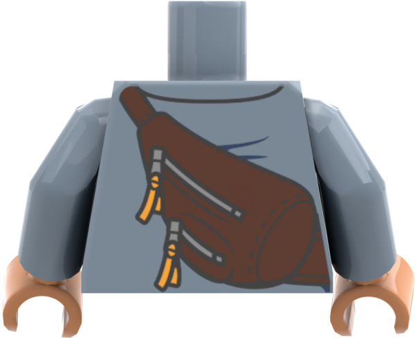 LEGO® Minifiguren Torso mit hellblauer Jacke und diagonaler Umhängetasche hinten