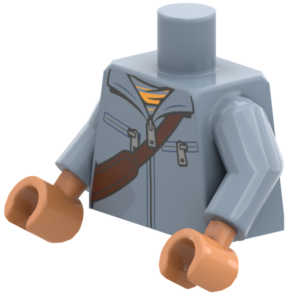 LEGO® Minifiguren Torso mit hellblauer Jacke und diagonaler Umhängetasche ISO