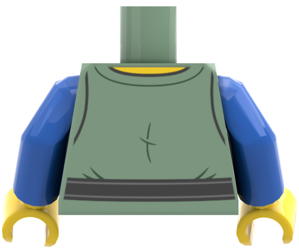 LEGO® Minifiguren Torso mit hellgrünem Schnürhemd, Gürtel und Beutel hinten