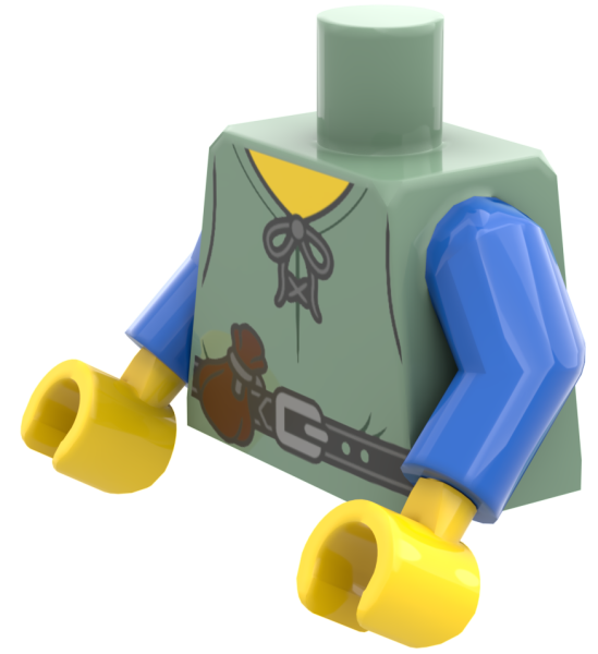 LEGO® Minifiguren Torso mit hellgrünem Schnürhemd, Gürtel und Beutel ISO