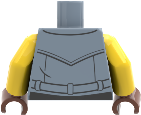 LEGO® Minifiguren Torso mit grauer Weste und Flammen-Motiv hinten