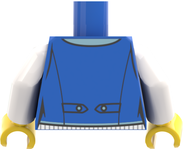 LEGO® Minifiguren Torso mit blauer Weste, Fliege und weißen Ärmeln hinten