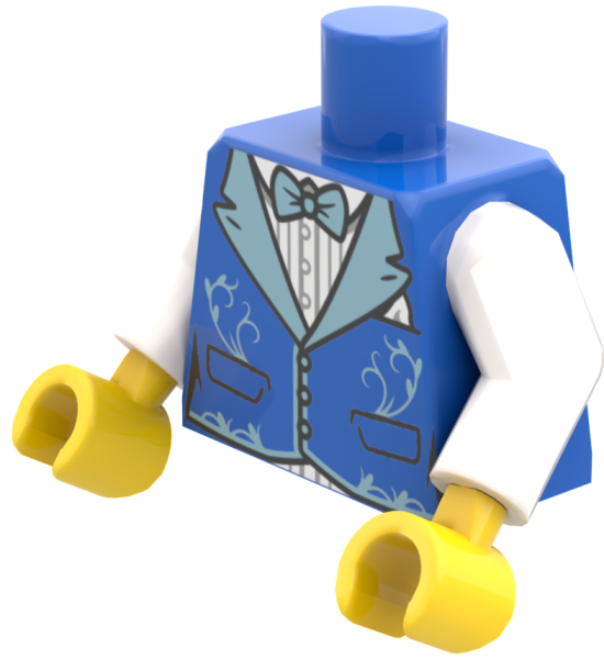 LEGO® Minifiguren Torso mit blauer Weste, Fliege und weißen Ärmeln ISO
