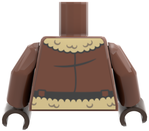 LEGO® Minifiguren Torso mit brauner Fliegerjacke und Fellkragen hinten