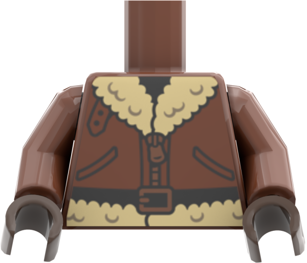 LEGO® Minifiguren Torso mit brauner Fliegerjacke und Fellkragen vorn
