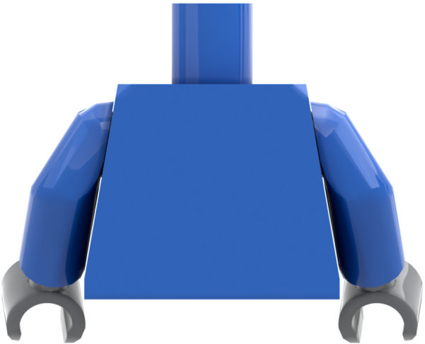 LEGO® Minifiguren Torso mit orangefarbener Latzhose und blauem Pullover hinten